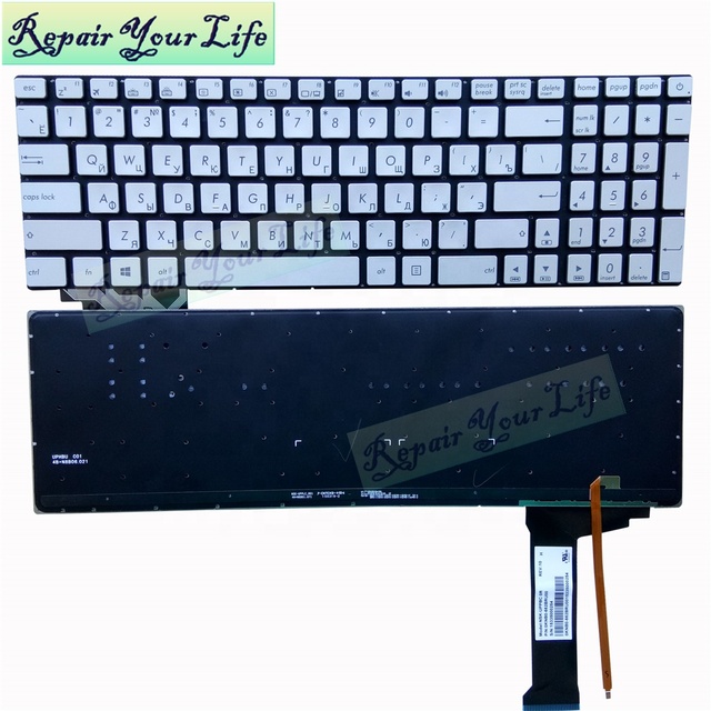 Silver RU Russian Backlit Laptop Keyboard for ASUS G551 N551JK N551ZU G552 FZ50JX GL742VW N552VX N751JK N752VX 0KNB0-662BRU00