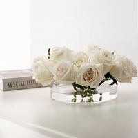 Grands vases à fleurs en acrylique transparent avec 21 trous, vase rond court pour centre de table, décoration de mariage, anniversaire, décoration de la maison