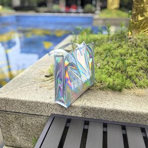 Eco-Friendly Recycle <b>Clear</b> <b>Travel</b> Beach <b>Bag</b> Hologram Beach <b>Bag</b> Plastic PVC PU Handle Holographic Shopping Tote <b>Bag</b> - Product Image 5