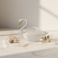 Baromètre en verre soufflé artisanal en borosilicate, style cygne, pour la décoration de la maison et la prévision météo