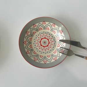 Elaborados motivos arabescos 18 piezas Pad impresión cerámica vajilla plato <span class=keywords><strong>de</strong></span> sopa conjunto para <span class=keywords><strong>6</strong></span> <span class=keywords><strong>personas</strong></span> sirve para la familia boda comedor - Product Image 4