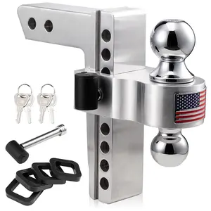 Alta Qualidade Bandeira Americana 8 ''Drop Alumínio Ajustável Trailer Hitch Tow Ball Mount