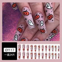 Faux ongles à presser sur le thème d'Halloween avec colle, courts, carrés, ronds, longs, en amande, en forme de cercueil, en gros, directement de l'usine