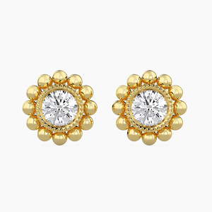 Pendientes Clásicos de Lujo con Diamantes Redondos de Laboratorio de 0.5 Quilates, Oro Amarillo Sólido de 14K, Joyería para Bodas y Fiestas para Mujer - Product Image 5