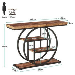 Custom 5 Tier Modern <strong>Storage</strong> <strong>Console</strong> <strong>Table</strong> <strong>with</strong> Charging Station Industrial <strong>Narrow</strong> Sofa Entryway Furniture for Bedroom - Product Image 4