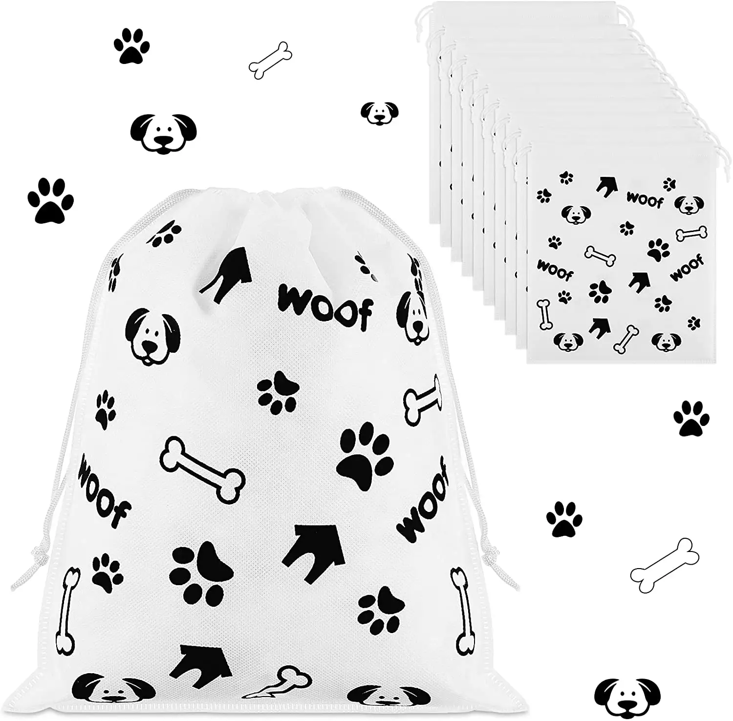 Paw Print Taschen Vlies Paw Dog Print Kordel zug Tragetaschen Puppy Dog Print Treat Goodie Geschenk beutel für Animal Theme Puppy