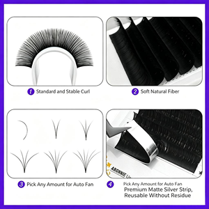 Extensions de cils personnalisées à double couche Easy Fan, extensions de cils en grappe noir mat, extensions de cils individuels plats DIY - Product Image 4
