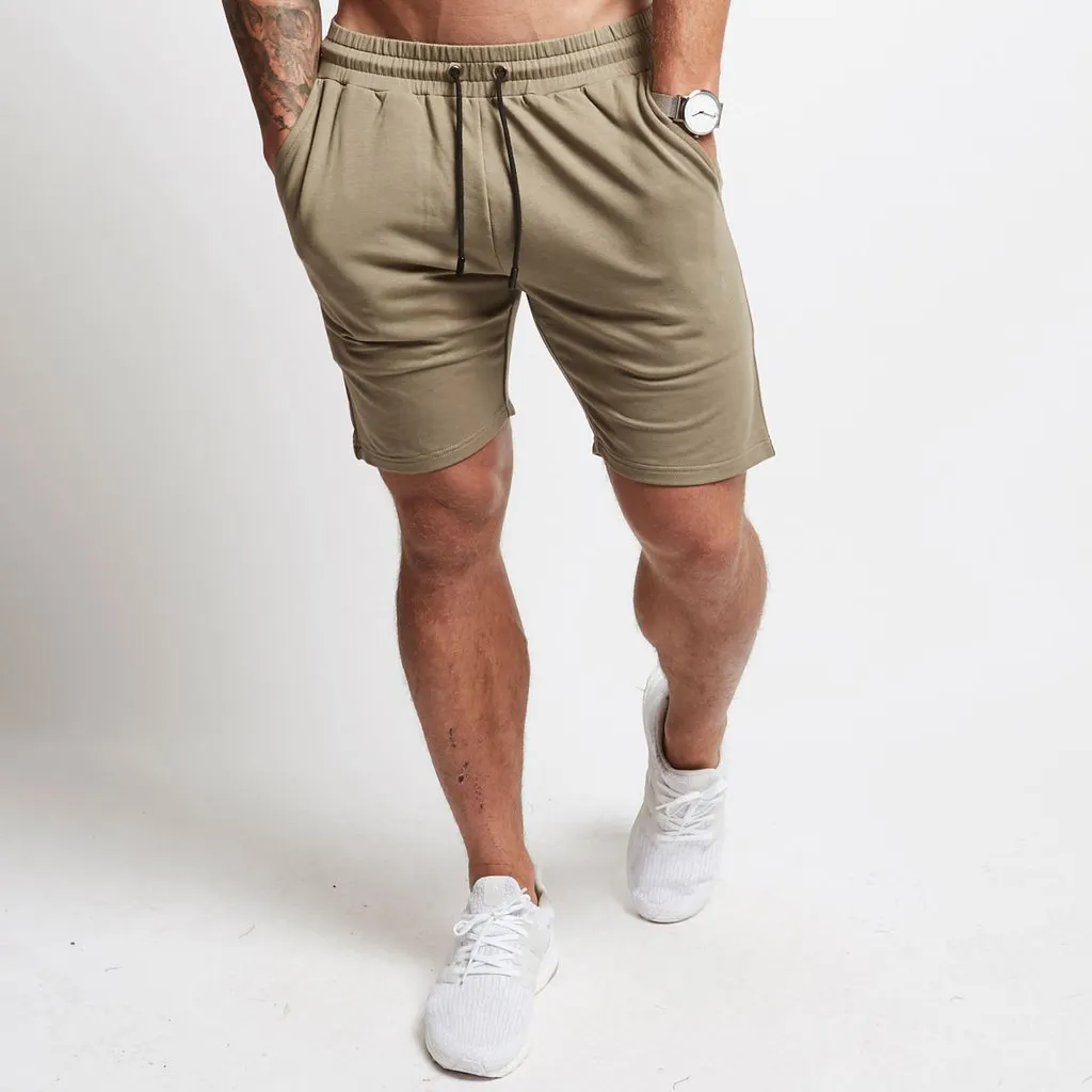 Athletic Herren Basic Cotton Jersey French Terry Sweat Short mit Taschen Workout Slim Fit Lounge Fleece Shorts Jogger