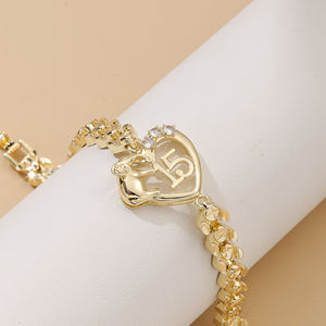 <span class=keywords><strong>Bracelet</strong></span> en or 14 carats exceptionnel, mignon, en forme de cœur d'éléphant, pour filles, adultes, cérémonie, confirmation, cadeau pour les 15 <span class=keywords><strong>ans</strong></span>, <span class=keywords><strong>bracelet</strong></span> de majorité - Product Image 3