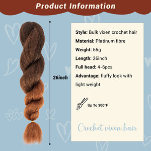ORT Marley Recto Suave 26 pulgadas Yaki Kinky Bulk Vixen Crochet Hair 65g Ombre Crochet Trenzas Extensión de cabello para mujeres negras - Product Image 5