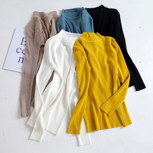 <span class=keywords><strong>Pull</strong></span> à col montant à manches longues extensible léger de <span class=keywords><strong>classe</strong></span> supérieure pour femmes, prêt à être expédié - Product Image 5