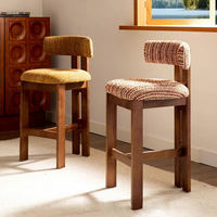 Tabouret de bar en bois massif de style français, hauteur de siège 50 cm, hauteur totale 55 cm, design vintage et antique, usage commercial