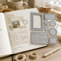 Ensemble de matrices de découpe en métal pour cartes postales vintage, matrices de gaufrage rétro pour lignes de timbrage, pour la création de cartes, le scrapbooking et les loisirs créatifs en papier