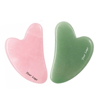Outil de soin du visage en jade vert en gros, outil Gua Sha personnalisé avec logo, Gua Sha portable en pierre rose et blanche, Gua Sha noir pour le corps