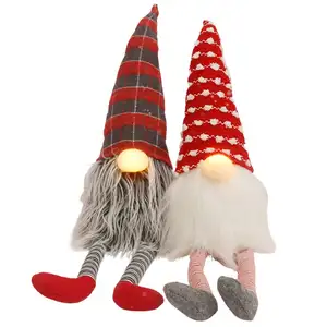 Jouets en gros elfe Gnome ornements poupée Santa ornement doux plat rouge et blanc rayure grand Elv noël en peluche