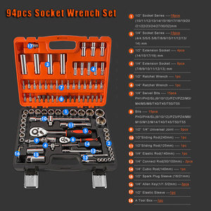 Juego de Herramientas Profesional para Reparación de Autos, Bicicletas y Automóviles, con Llave de Trinquete, Puntas Torx, Dados, Mangos y Estuche Rígido - Product Image 4