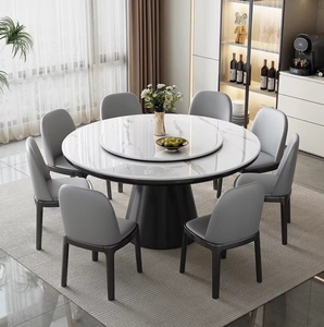 <span class=keywords><strong>Tavolo</strong></span> <span class=keywords><strong>da</strong></span> <span class=keywords><strong>Pranzo</strong></span> <span class=keywords><strong>Rotondo</strong></span> in Legno Massello con Piano Girevole, Set <span class=keywords><strong>da</strong></span> <span class=keywords><strong>Pranzo</strong></span> Moderno di Lusso Leggero per 8 Persone, Design per Case Piccole - Product Image 6