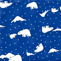 Tela laminada con estampado de oso polar azul real, 100% poliéster, impresa por transferencia de calor, para la producción de almohadillas de hielo.