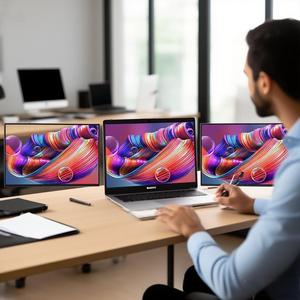 Plug &amp; Play Dual 15&quot; Portable <strong>Monitor</strong> for Switch/PS5 1920*1080 260nits Matte Screen with Foldable Aluminum Stand - Product Image 6