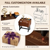 Caixa de Música de Madeira com Globo Rotativo Sankyo, Mecanismo de Corda, Porta-Joias, Presente de Aniversário para Ela, Decoração de Casa, Gravado