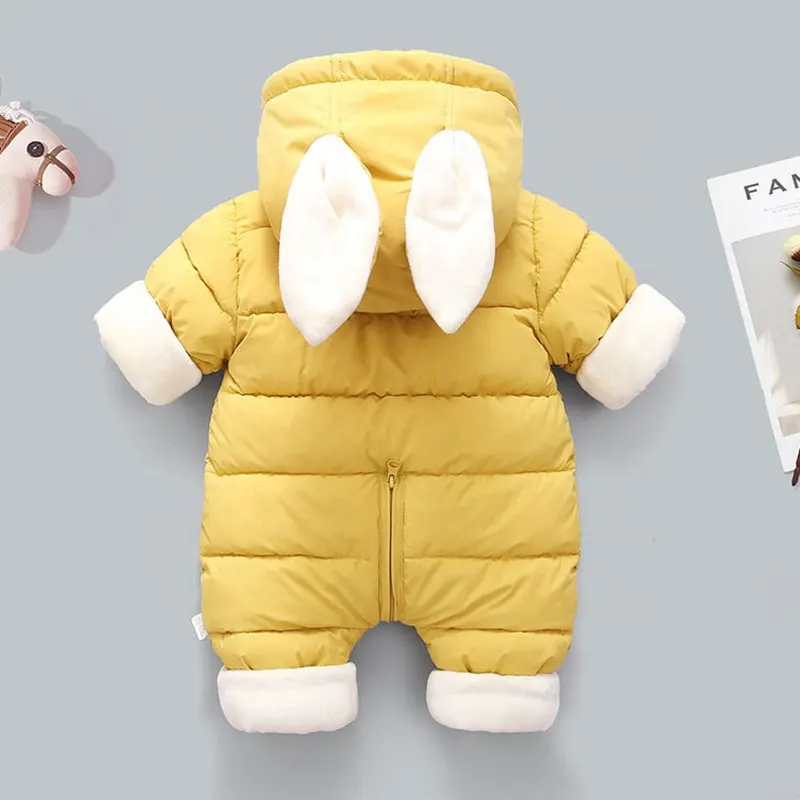 2021 New Born Fashion Winter Thicken Children Snowsuit Cotton-padded Baby Girl Clothes Boys Plus-velvet Cute Jumpsuits Bodysuit
