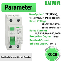 LVMA RCCB LMIDL2 2P 4P Disyuntor en miniatura 6,10,13,16,20,25,32,40,50,63A 1P 2P 3P 4P Mini Disyuntor 6kA
