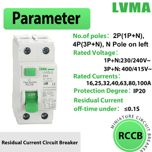Миниатюрный выключатель LVMA RCCB LMIDL2 2P 4P 6,10,13,16,20,25,32,40,50,63A 1P 2P 3P 4P мини-выключатель 6kA - Product Image 3
