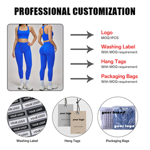 Conjunto de Yoga sin Costuras para <span class=keywords><strong>Mujer</strong></span>, Traje Deportivo <span class=keywords><strong>Azul</strong></span> Klein, Sujetador Deportivo, Leggings de Cintura Alta, Conjunto de 2 Piezas para Entrenamiento, Ropa Deportiva para Verano - Product Image 3