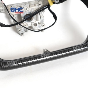 Volant en fibre de carbone Style Cybertruck pour Tesla Model 3 2023 + avec chauffage et moteurs OHC en cuir lisse noir - Product Image 4