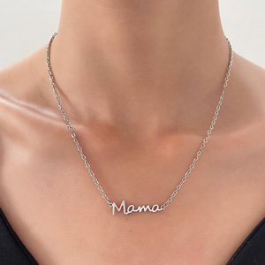 Collana Personalizzata 'Mama' in Acciaio Inossidabile Placcato Oro 14K, Regalo per Futura <span class=keywords><strong>Mamma</strong></span> e <span class=keywords><strong>Festa</strong></span> <span class=keywords><strong>della</strong></span> <span class=keywords><strong>Mamma</strong></span> - Product Image 5