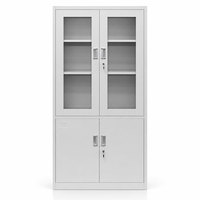 Armoire de classement moderne à 4 portes en verre, en acier, pour bureau, avec étagères réglables et verrouillables, armoire de classement haute