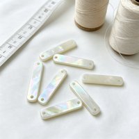 Boutons en nacre blanche à 2 trous, longs et en forme de bande, boutons en coquille naturelle polie pour vêtements de mode