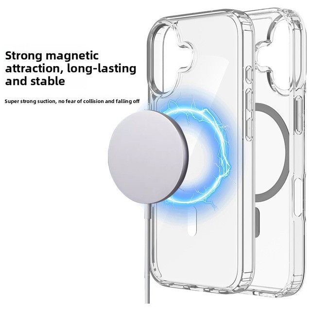 Magnetic Transparent Phone Case for 17 Pro Detachable Replaceable Back Cover TPU Border Frame Shockproof Full Protection