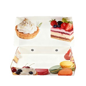 <strong>Customized</strong> disposable food-grade self-folding flip lid paper box with white <strong>card</strong> paper printed <strong>logo</strong>, cake, dessert <strong>packaging</strong> box - Product Image 3
