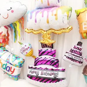 Toptan yuvarlak şekil mutlu doğum günü partisi balonları 18 inç mutlu doğum günü folyo balonları