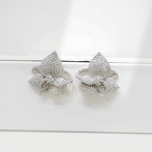 wholesale plata s925 sterling silver colorful flower <b>earring</b> luxury 18k gold plated enamel pink zircon big <b>fine</b> <b>stud</b> <b>earrings</b> - Product Image 2