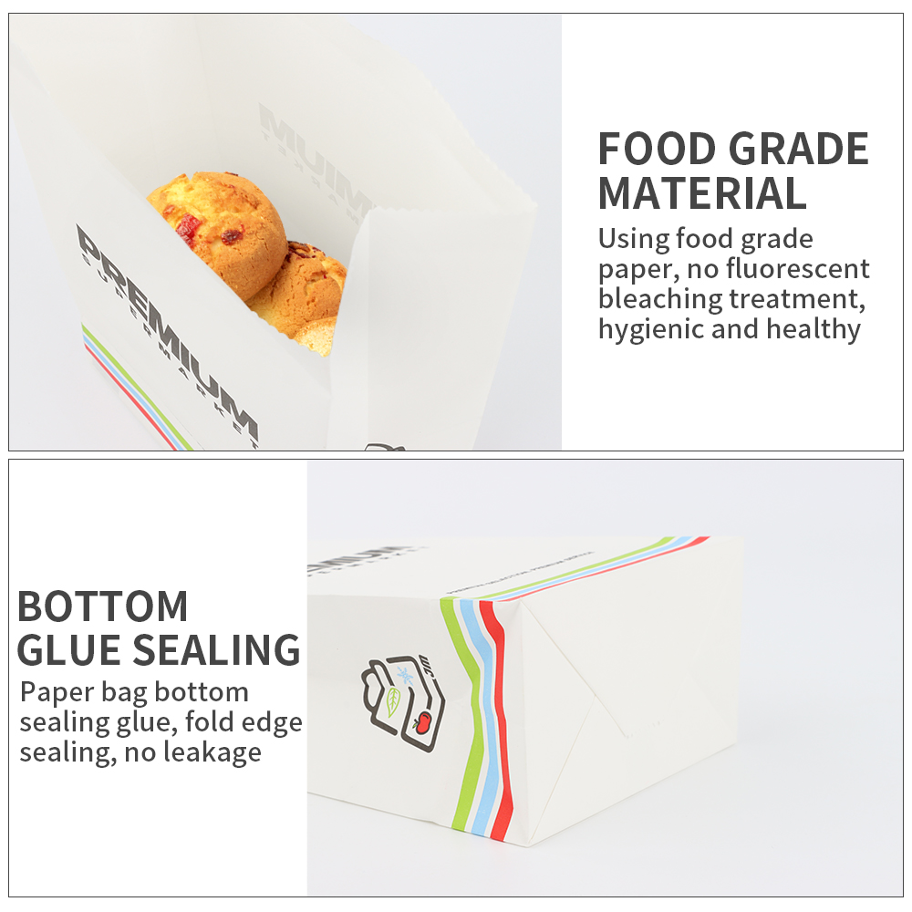 disposable recyclable custom printed logo Bread food Packaging kraft paper bag with your own logo