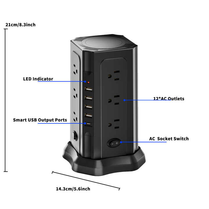 High Quality 12 Way+4 USB Ports+1 Type-C Uk Switches Sockets