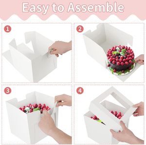 Offre Spéciale Boîte à Gâteau de Qualité Alimentaire 12*12*8 Pouces, Base et Couvercle, Emballage Avec Fenêtre, Boîtes de Boulangerie Blanches pour Gâteaux - Product Image 3