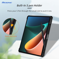 Étui de protection intégrale pour tablette Samsung Galaxy Tab S9 FE 10,9 pouces avec support pour stylet intégré, coque arrière transparente en TPU souple et PC