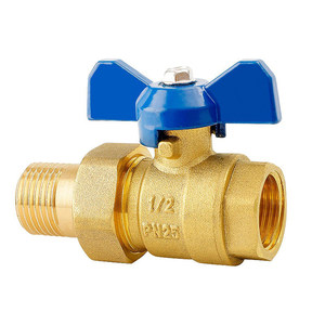 Robinet à bille tout en cuivre 4/6 points à haut débit, filetage interne et externe, diamètre égal, interrupteur pour l'eau et le chauffage, tuyaux DN25 - Product Image 1