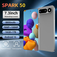 Téléphone mobile SPARK 50 5G, batterie de grande capacité 8800 mAh, écran 7,3 pouces, 16 Go + 1 To, GPS, double SIM, Android 16 pour le jeu et une utilisation en extérieur toute la journée