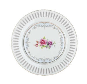Porcelaine personnalisée vente en gros creux conception fleur réutilisable blanc chargeur assiette ensemble d'assiettes en céramique - Product Image 3