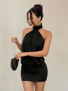 <span class=keywords><strong>Vestido</strong></span> mini ajustado sin espalda con cuello halter negro para <span class=keywords><strong>mujer</strong></span>, <span class=keywords><strong>vestido</strong></span> sexy sin mangas para <span class=keywords><strong>cóctel</strong></span>, fiesta o club - Product Image 2