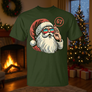 Camiseta navideña retro Cool Santa con diseño de 67 memes, talla unisex para adultos - Product Image 3