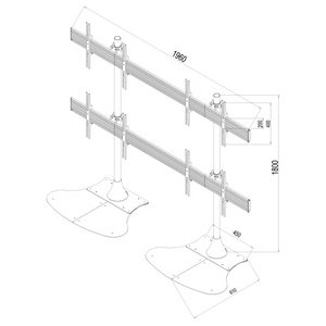 2X2 Quad Screen Floor Stand Video Wall <span class=keywords><strong>Mount</strong></span> Independiente para <span class=keywords><strong>TV</strong></span> de 32 pulgadas a 65 pulgadas con brazo fijo - Product Image 6