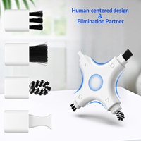 Kit de nettoyage pour smartphone - Ensemble de brosses antistatiques en forme de croix pour téléphones, ordinateurs, aides auditives ; Outil portable de dépoussiérage (Blanc)