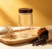Bocaux en verre filetés grande capacité avec couvercle en bambou, qualité alimentaire, pour stockage de liqueur de prune verte, pot de cuisine rond OEM