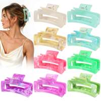 Pinces à cheveux carrées moyennes de 8,5 cm, motif marbré, en plastique, maintien solide, antidérapantes, pinces à cheveux de fête pour femmes