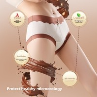 Celana Dalam Wanita Chocolate 7A Lactate Mid-Rise High-Elastic Seri Warna Morandi Seamless Menutupi Pinggul Anti-Bakteri Nyaman